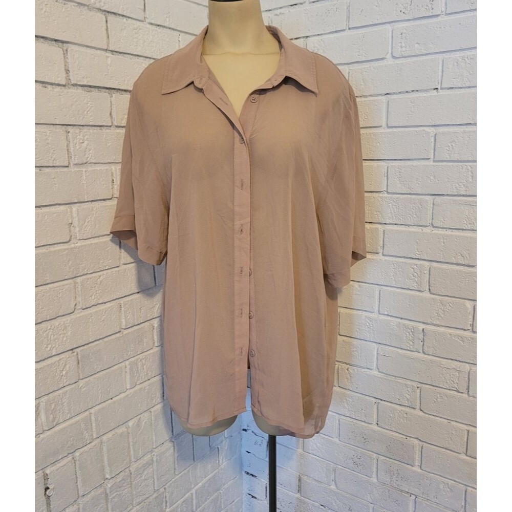 Sheer Tan Button-Down Blouse - Wild Fable - Size Medium -